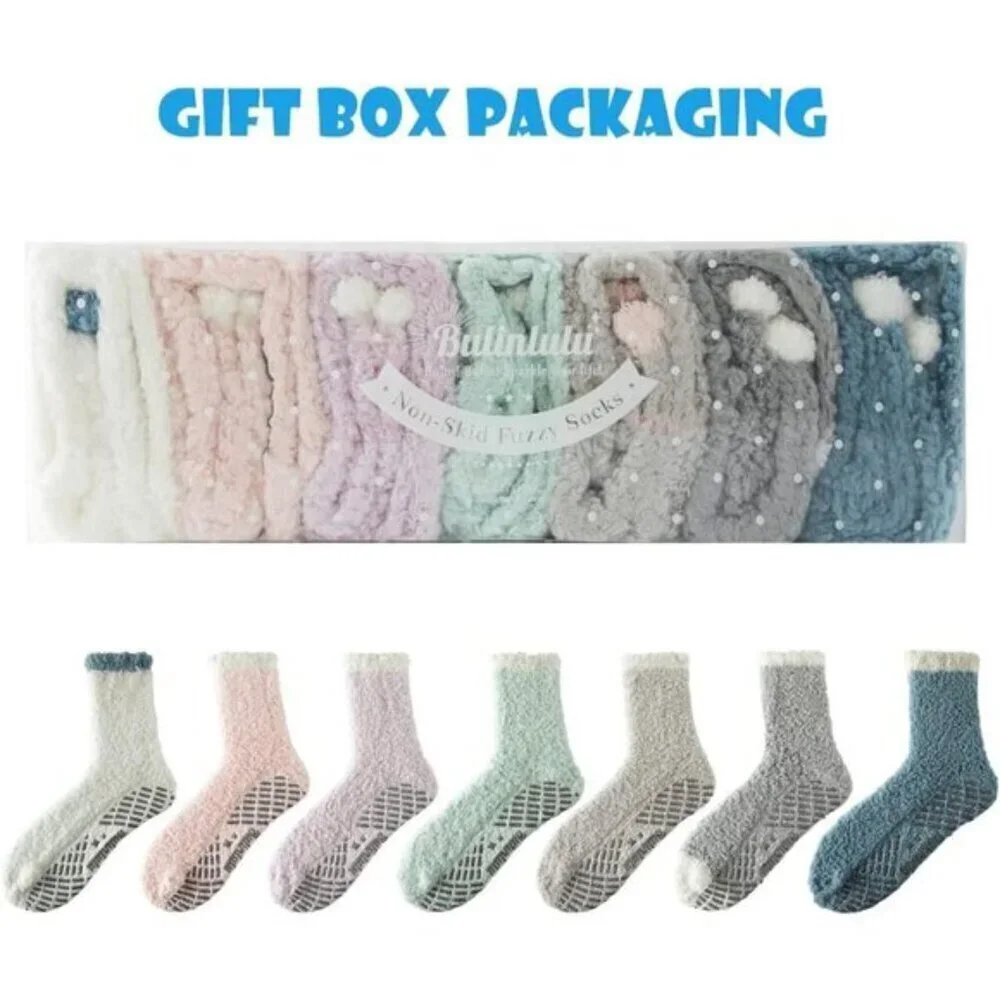 ⭐ Women’s Fuzzy Socks with Grips – Soft, Cozy, Warm & Non-Slip Winter Slipper So